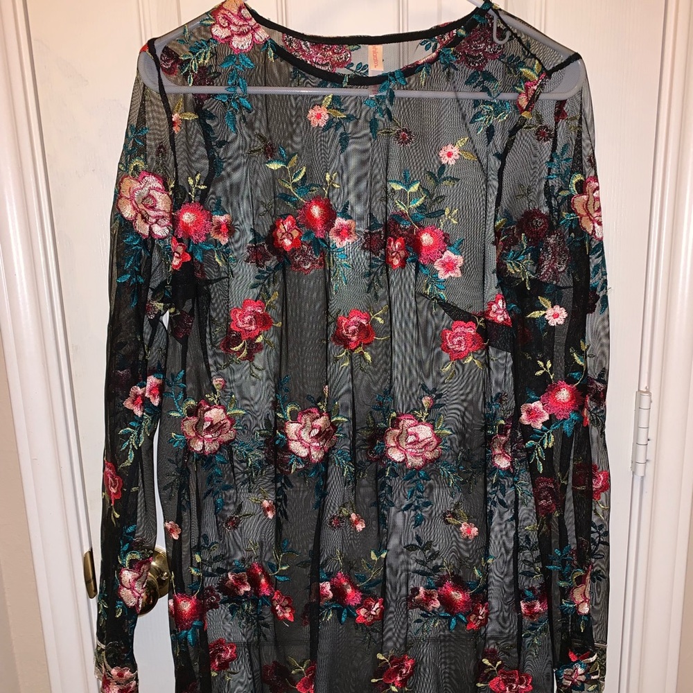Beautiful Floral Mesh see through dress size M